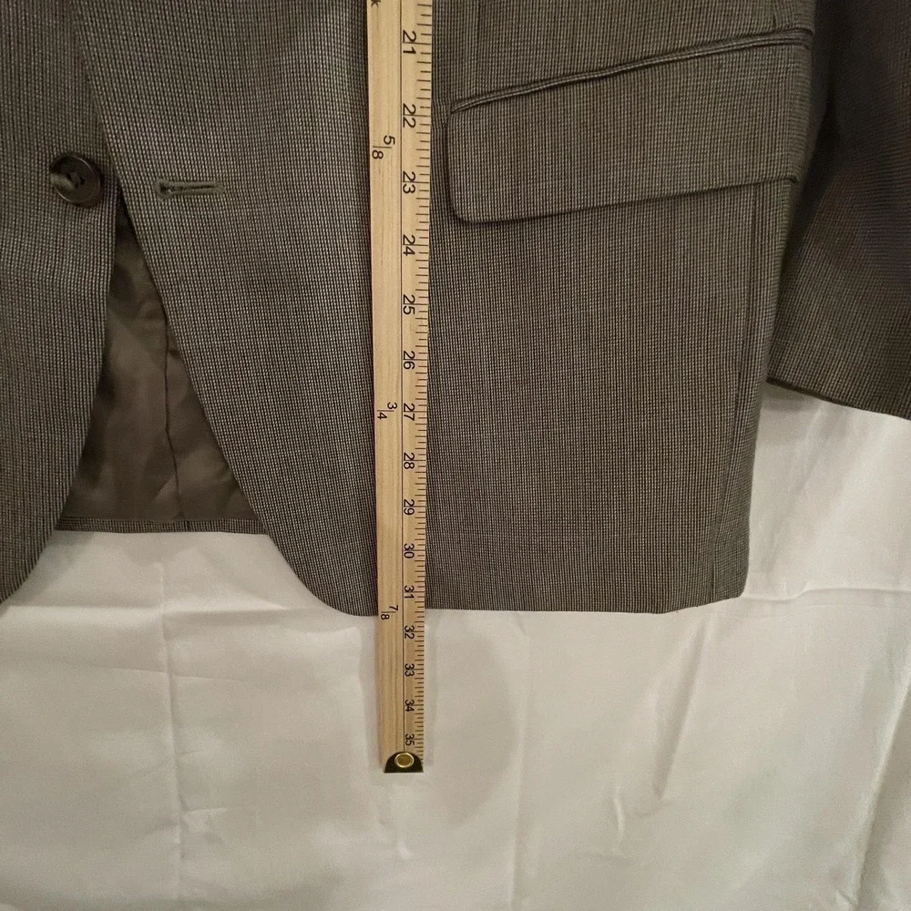 Izod‎ Blazer Mens 44R Tan Gray Glen Plaid Two Button Side Vents Lined Sport Coat